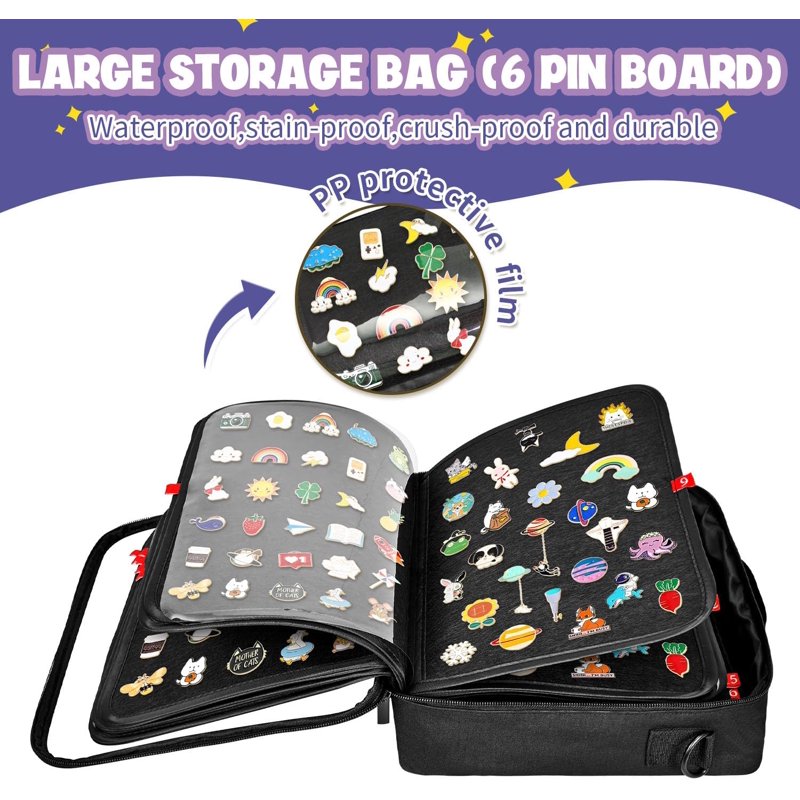 Enamel Pin Display Book with 18 Pages - Portable Collection Organizer for Pins & Brooches