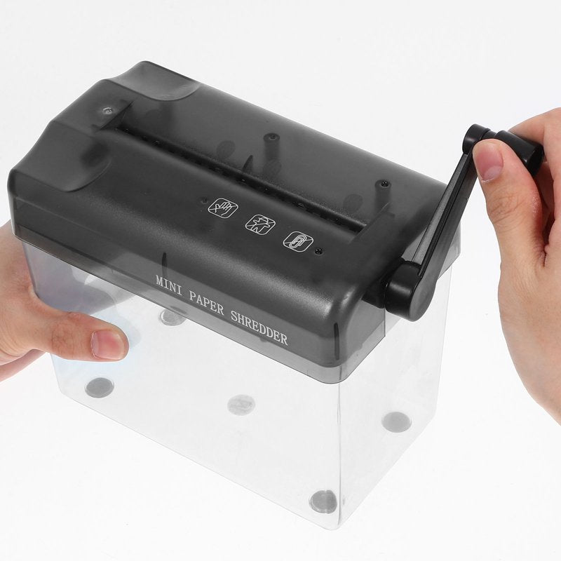Manual Crosscut Paper Shredder for Office & Home Use - Hand Crank Small Shredding Machine, Black