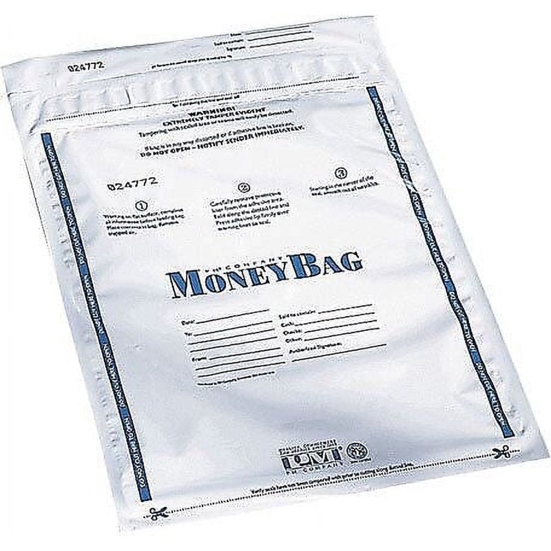 Disposable Deposit Bags - Tamper-Evident, 9x12 Clear Plastic, 100 Pack