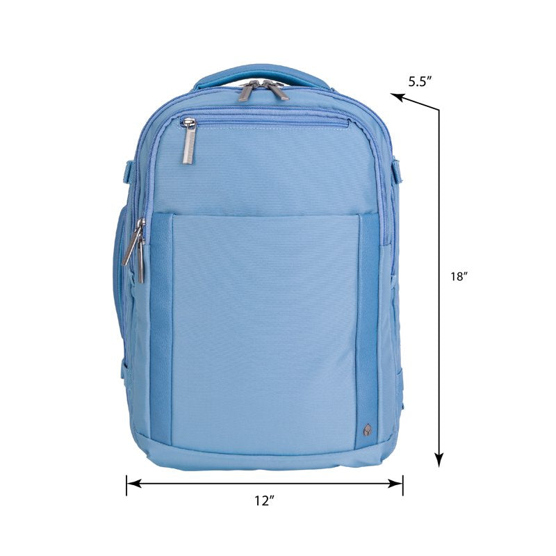18-Inch Nylon Travel Backpack with Laptop Sleeve & Multiple Compartments