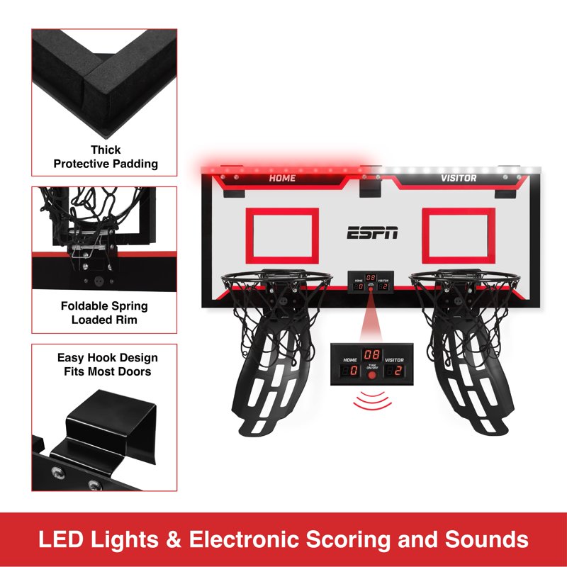 2-Player Pro Dual Basketball Hoop Set with LED Scoreboard and Mini Balls