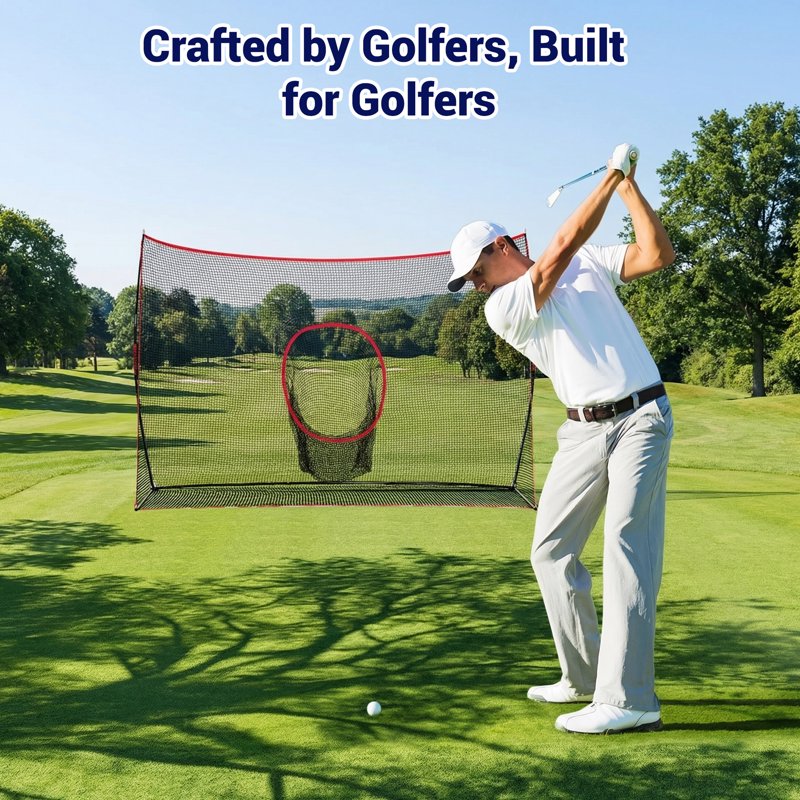 EDX 7x7 ft Golf Practice Net with Target Holes - Indoor Outdoor Training