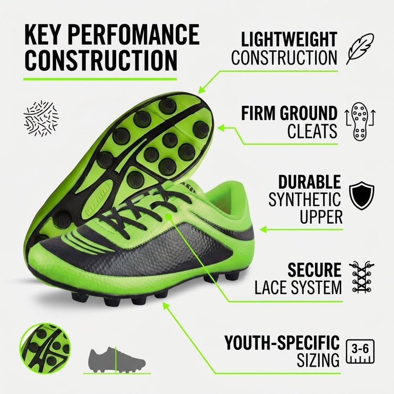 Vizari USA Infinity Kids Soccer Cleats – Lightweight, Durable Firm Ground Shoes, 9.5, Green/Black