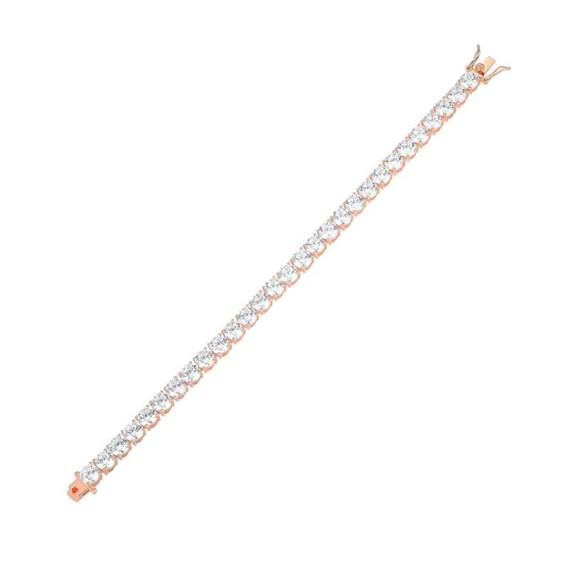 Cubic Zirconia Tennis Bracelet in 14K Rose Gold Over Sterling Silver - 7.25 Inch, 40 Carats
