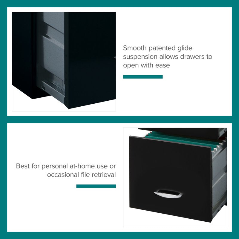Steel 3-Drawer Letter-Size File Cabinet with Pencil Drawer - Black