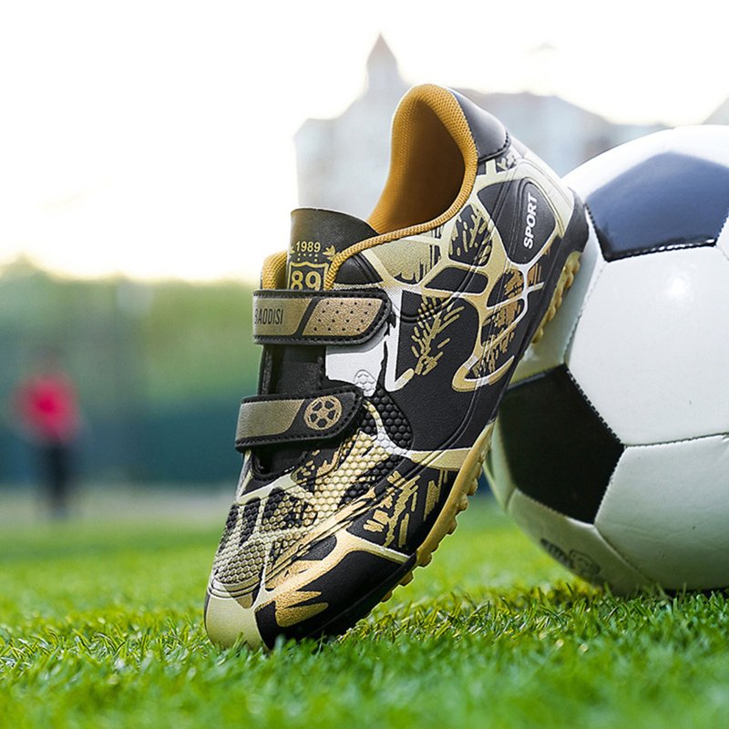LRen Soccer Cleats Size 6 - Gold 4-Gold, Velcro, Lightweight Kids Football Shoes
