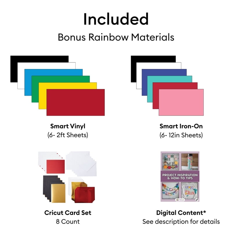 Cricut Explore 5 Cutting Machine Bundle with Vinyl & Iron-On Samplers
