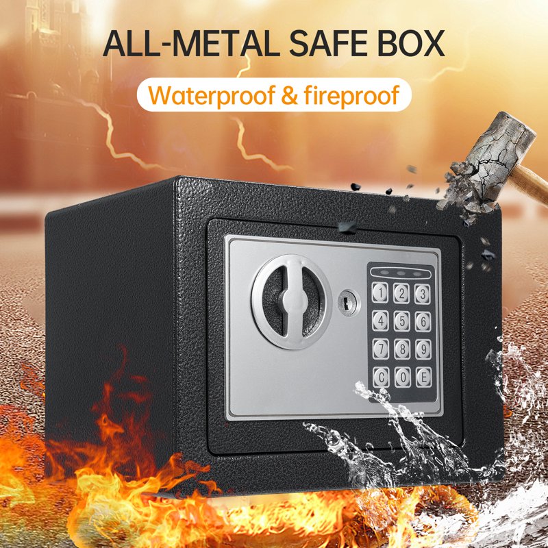 Fireproof Waterproof Home Safe with Digital Keypad and Alarm System - Compact Security Box
