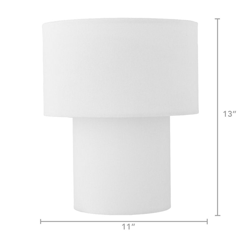13-Inch White Linen Fabric Table Lamp with Inline Switch