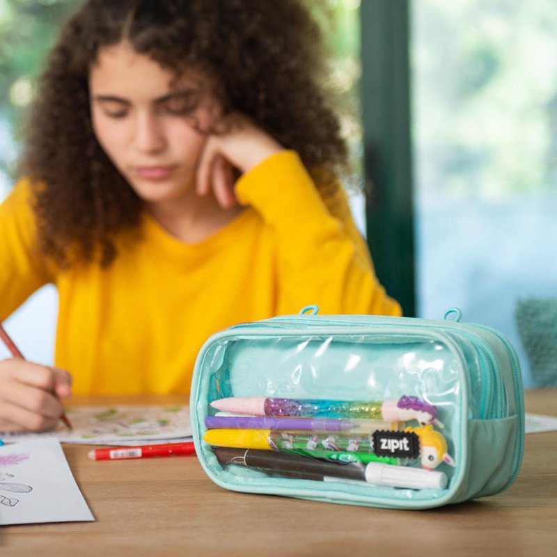 Large Capacity Double Compartment Pencil Case - Sturdy & Washable Organizer