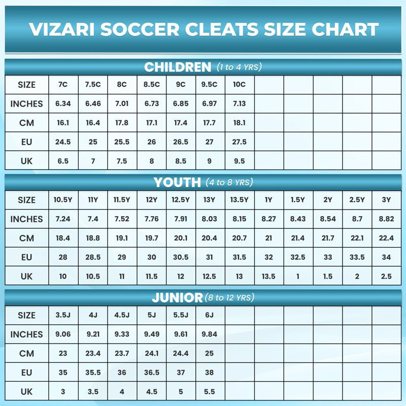 Vizari Bodega Kids Soccer Cleats - Firm Ground, Sky Blue/White, Size 8