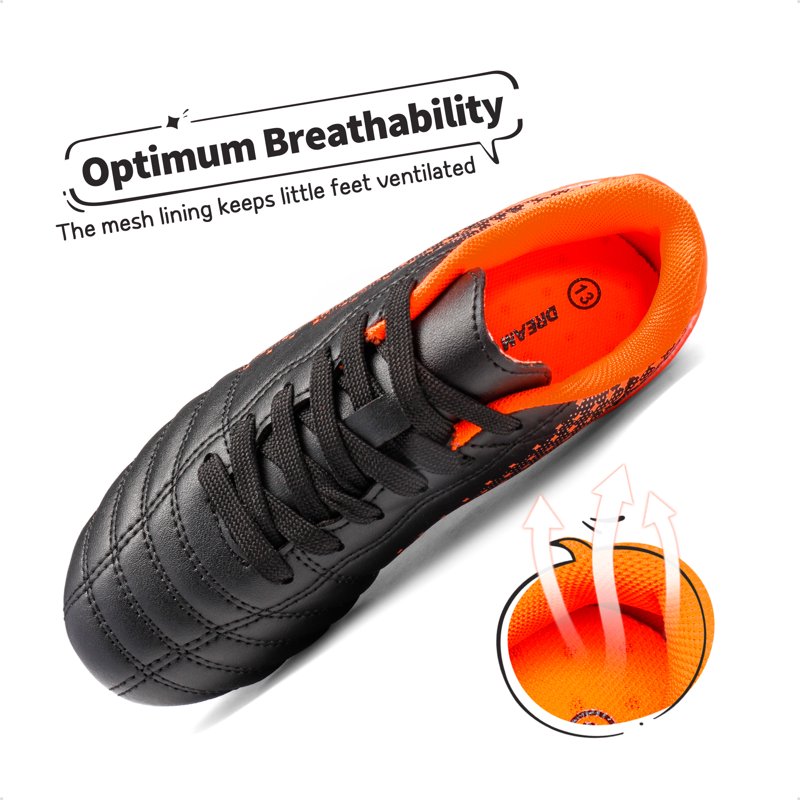 Dream Pairs Kids Soccer Cleats - Outdoor Football Shoes, Black/Orange, Variation 13