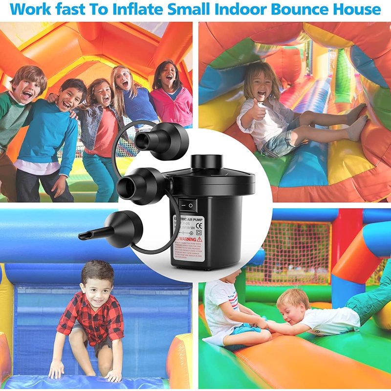 Electric Air Pump for Inflatables Portable Quick-Fill with 3 Nozzles
