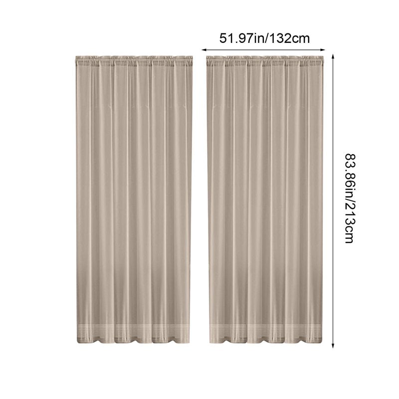 Light Filtering Polyester Window Curtain with Rod Pocket - Semi-Sheer Panel for Living Room & Bedroom