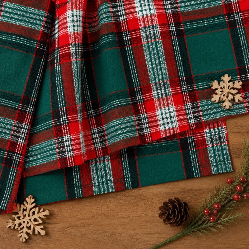 Red Green Plaid Flannel Fabric 1.5 Yards - Cotton for Crafts & Sewing