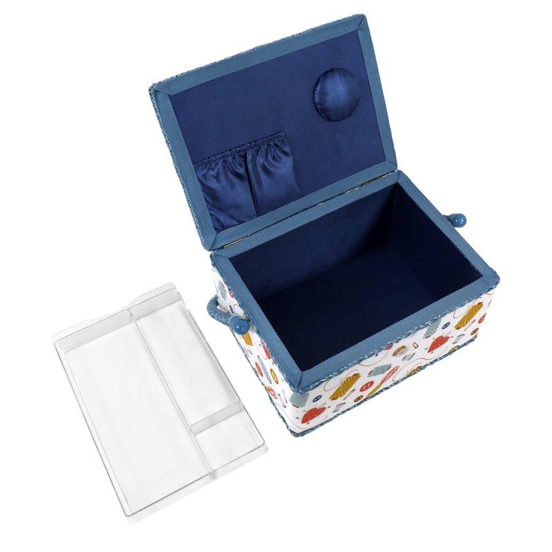 Large Sewing Basket with Storage Tray - Multicolor Craft Organizer