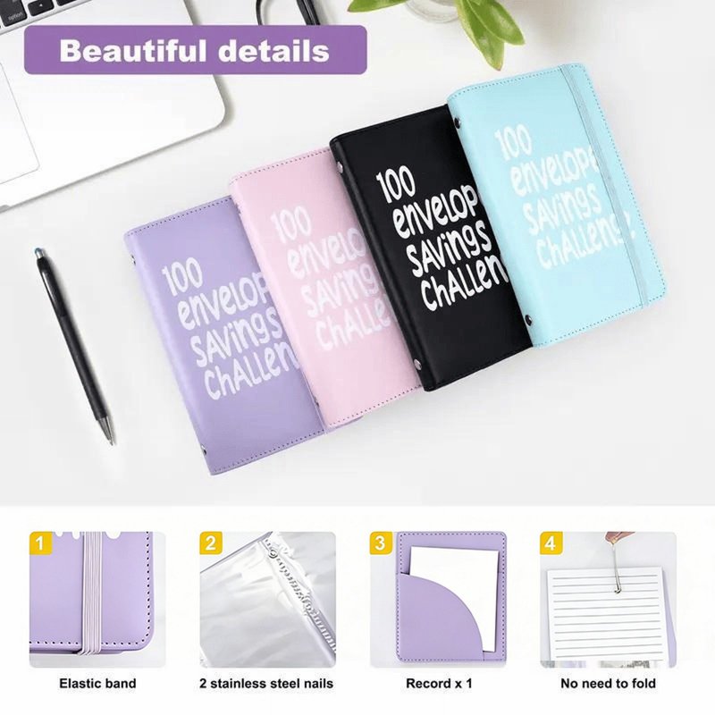 100 Envelopes Saving Challenge Budget Book for Personal & Family Finance