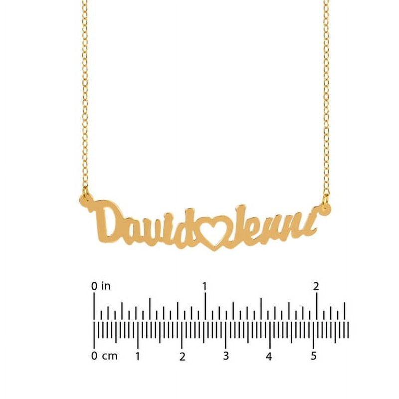Personalized Couple Name Necklace Sterling Silver Heart Pendant