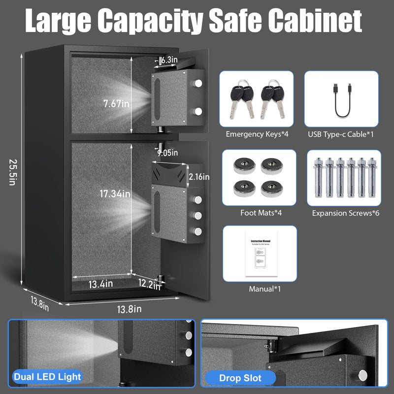 Heavy Duty Fireproof Safe Box 6.0 Cu Ft with Dual Alarm & Deposit Slot
