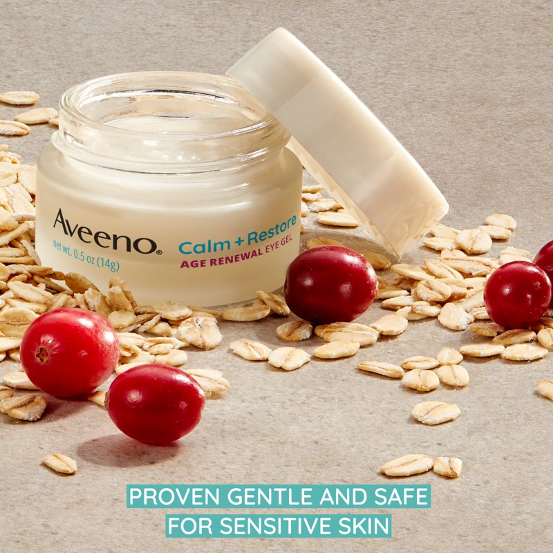 Aveeno Calm + Restore Anti-Aging Eye Gel - Reduces Wrinkles Puffiness Dark Circles 0.5 oz