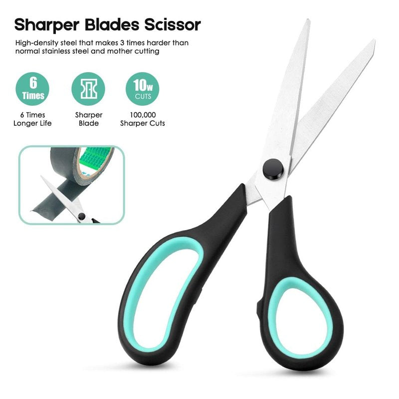 Heavy Duty 8-Inch Craft & Office Scissors Set - Ultra Sharp Blades & Comfort Handles