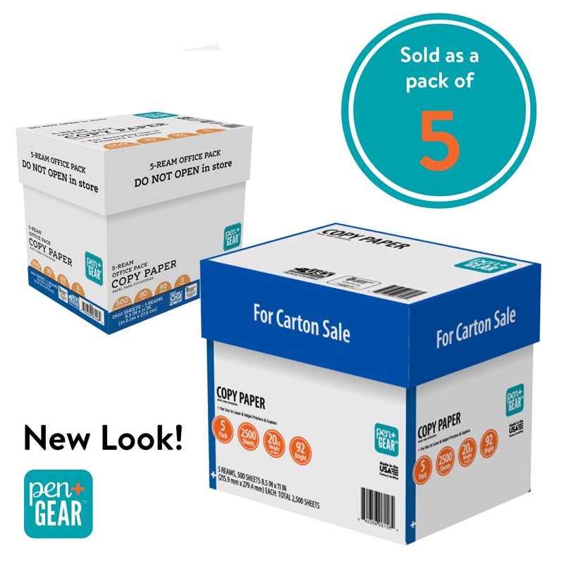 8.5 x 11 Copy Paper - 92 Bright, 20 lb, White, 5 Ream Case - Multipurpose Office & School Paper