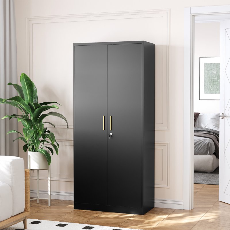 Tall Metal Storage Cabinet with Adjustable Shelves - Locking Steel File Cabinet for Home & Office