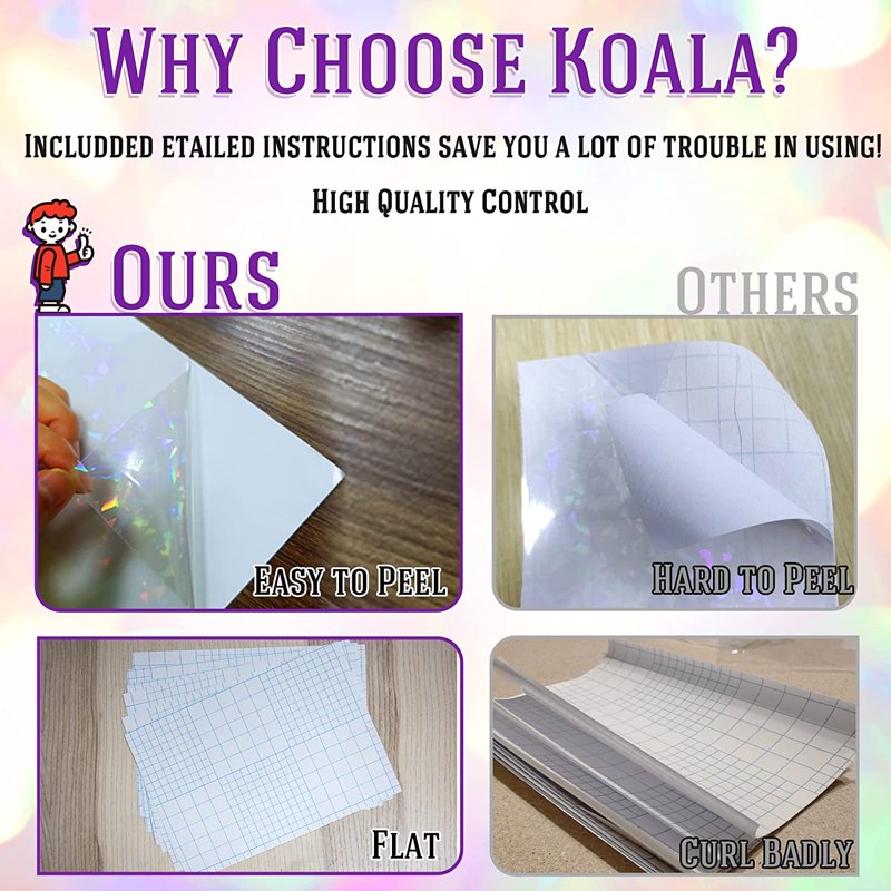 Self-Adhesive Holographic Laminating Sheets A4 - Waterproof Sticker Overlay - 25 Sheets