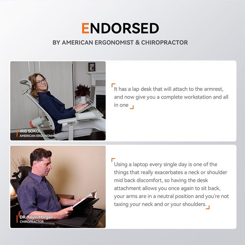Adjustable Desktop Workstation for Ergonomic Chairs - Supports 110lbs