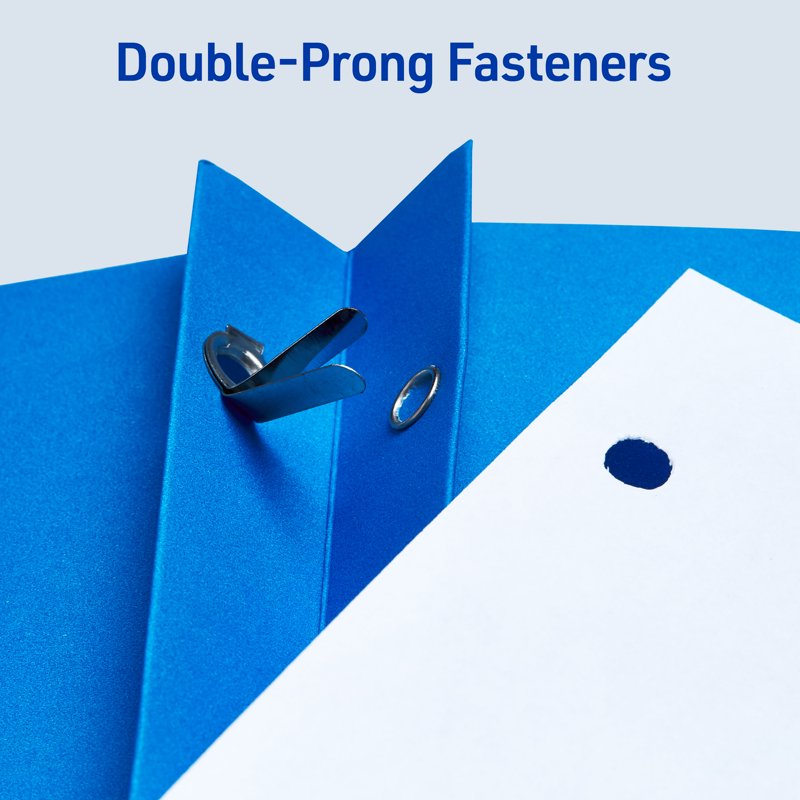 Blue Two Pocket Folders with 3 Prong Fasteners - Pack of 25