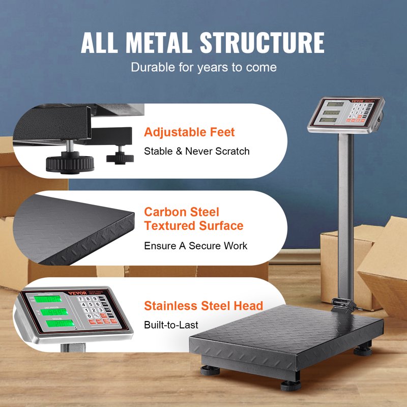 Digital Floor Scale 660 lbs with Accurate 0.1 lbs Reading for Shipping & Industrial Use