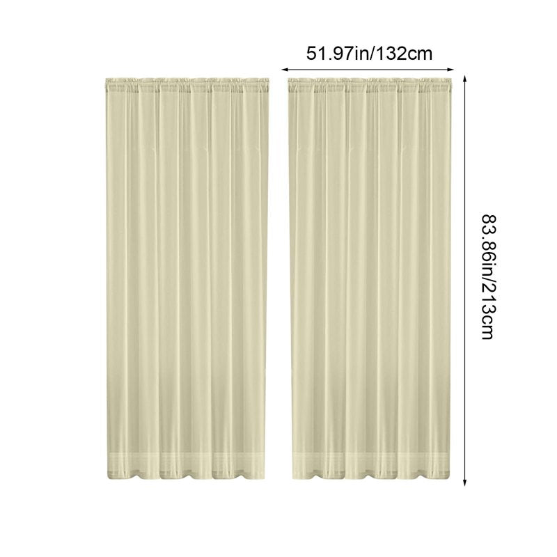 Light Filtering Polyester Window Curtain Panel with Rod Pocket - Semi-Sheer for Living Room & Bedroom