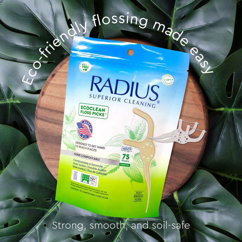 Eco-Friendly Compostable Dental Floss Picks with Toothpick - 75 Count