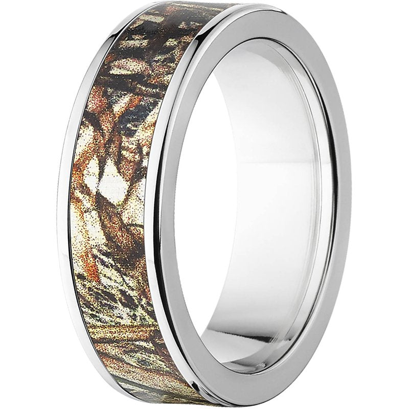 Men's Camo Stainless Steel Wedding Band - 7mm Comfort Fit Ring