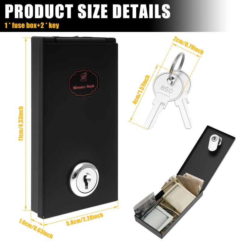 Portable Metal Cash Box for Gamblers with Keys - Compact Locking Safe
