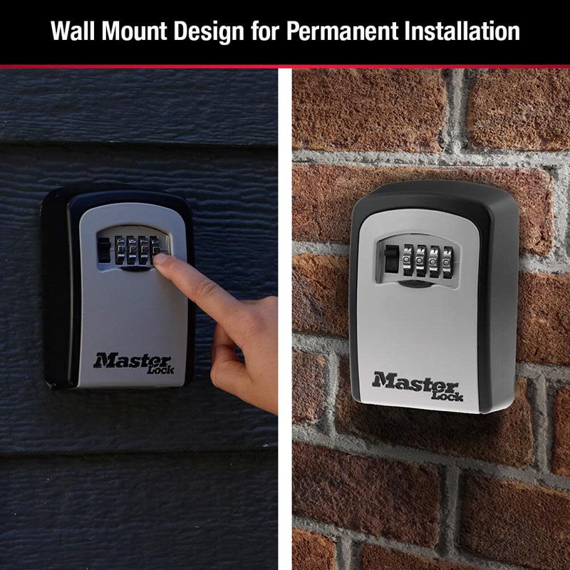 Wall Mount Lock Box with Resettable 4-Digit Combination - Secure Keys