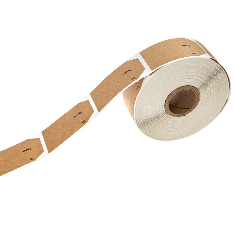 Brown Kraft To & From Gift Tag Stickers - 1.15 x 2 Inches, 500 Labels