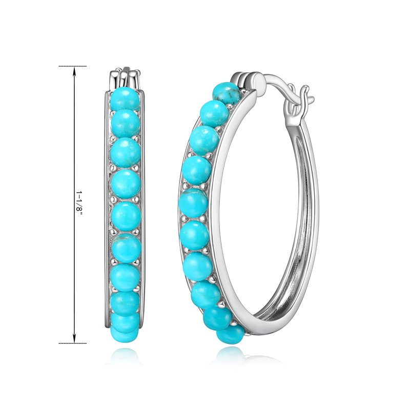 Women's Platinum Over Silver Hoop Earrings with Turquoise & Opal Variations