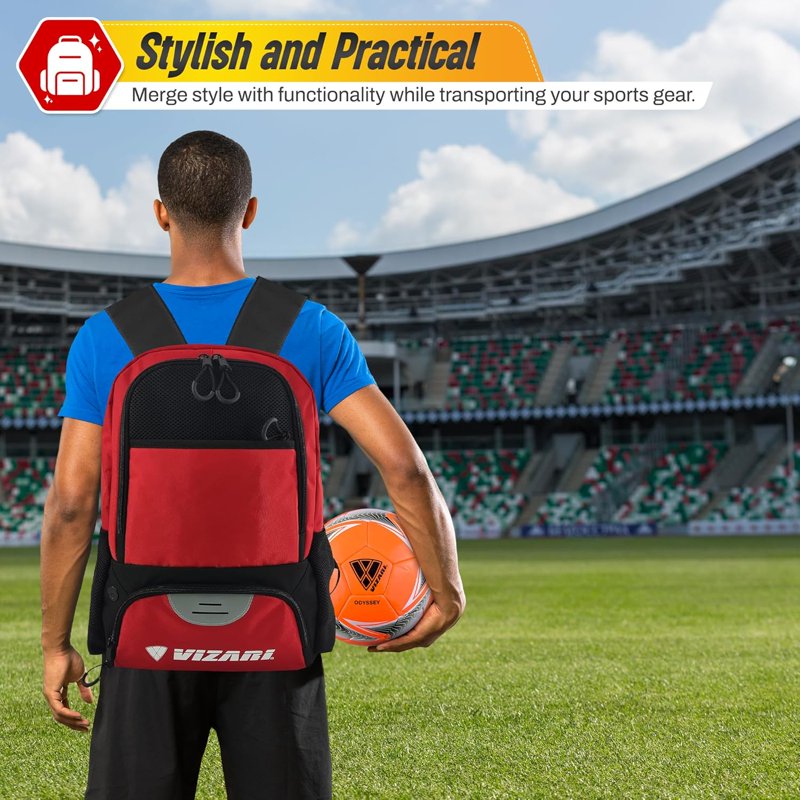 Soccer Backpack with Multiple Compartments & Breathable Pockets for Kids & Adults