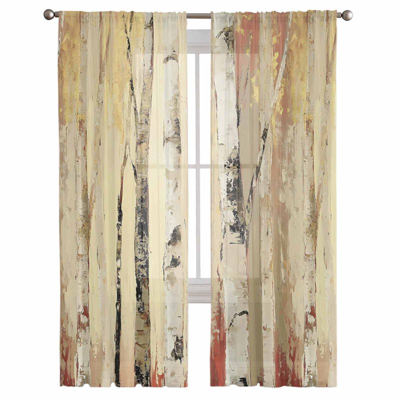 Autumn Branch Sheer Curtains 72 Inch Length - Rustic Fall Forest Window Treatment