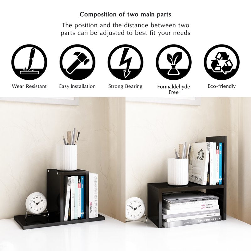 Wood Desktop Organizer with Adjustable Compartments - Office & Home Storage