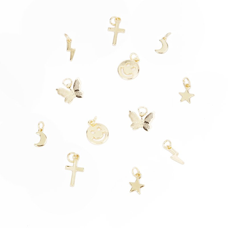 Gold Metal Charm Set for Jewelry Making - 12 Pieces Unisex Accessories