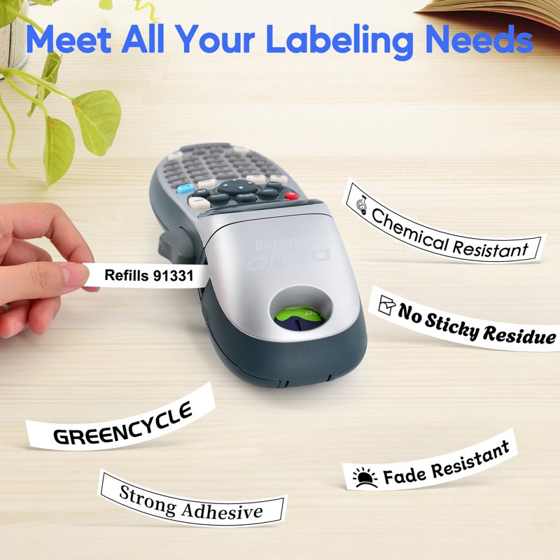 Printable Label Tape Refill Compatible with Dymo LetraTag 91331 12mm Black on White
