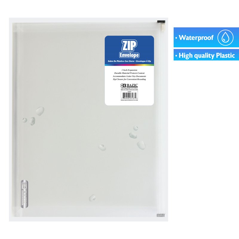 Plastic Envelope Zip Closure 24-Pack Clear Office Document Folders
