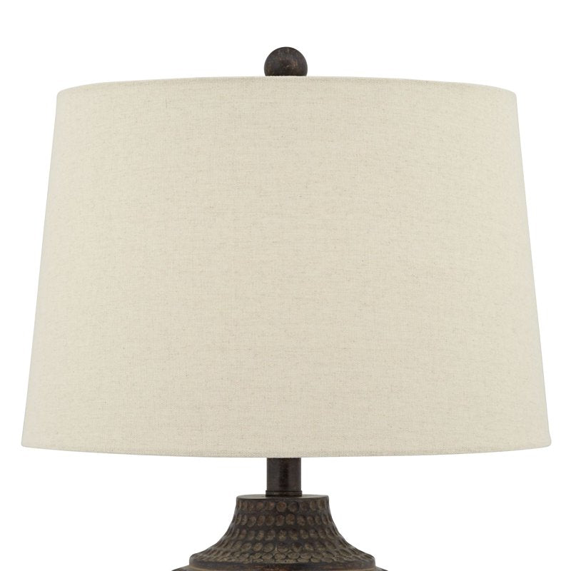 Farmhouse Rustic Table Lamp with Earthen Brown Wood Finish | 25.5"