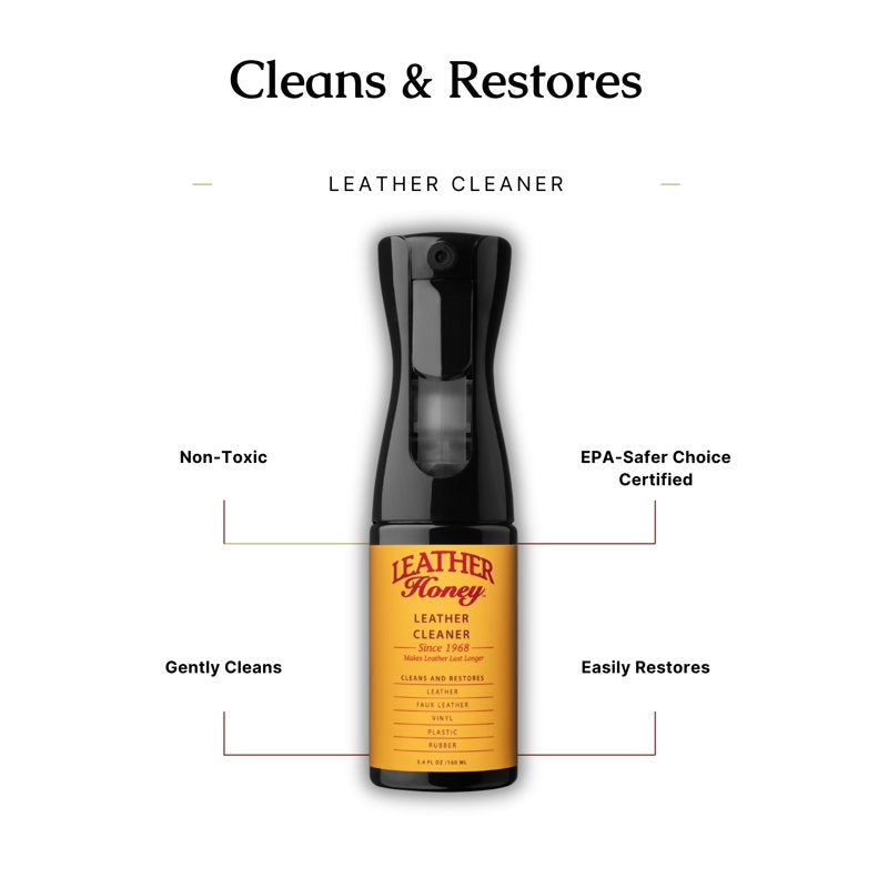 Leather Cleaner with Flairosol Spray - pH Balanced, Non-Toxic, 5.4 fl oz