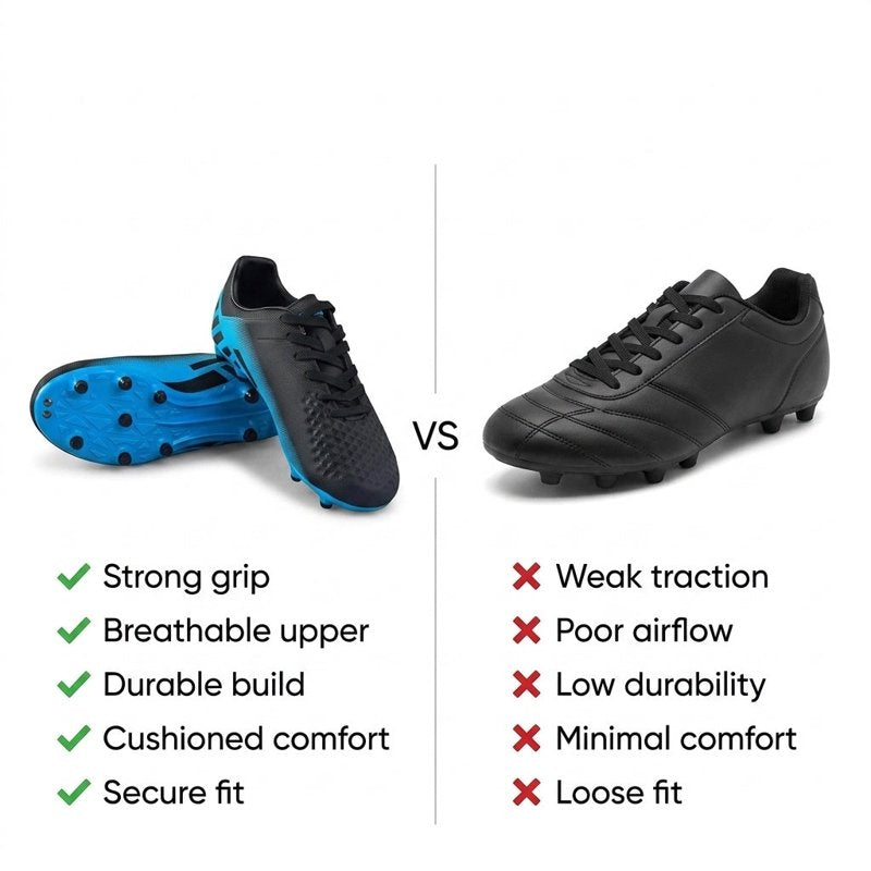 Vizari Kids Soccer Cleats - Firm Ground Football Shoes for Boys & Girls, Black Sky Blue