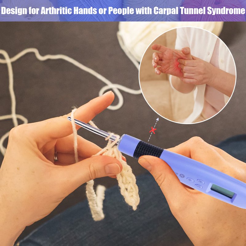 Digital Crochet Hook Set with LED Light and Stitch Counter - Multiple Sizes