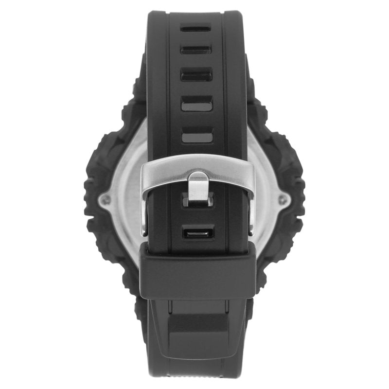 Men's Sports Black Resin Wristwatch with Digital Display and Water Resistance