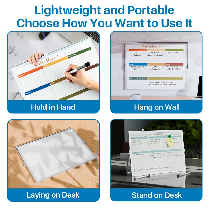 Double-Sided Dry Erase Whiteboard with Stand 16x12 Inch for Home Office School